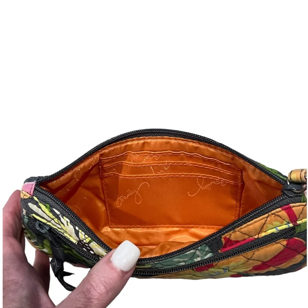 Vera Bradley Wristlet Wallet Clutch Jazzy Blooms Orange Grey Floral